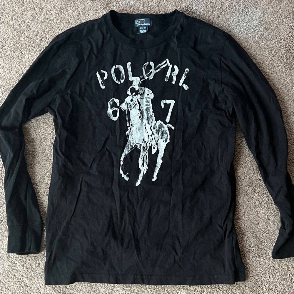 Polo by Ralph Lauren Black Graphic Long Sleeve Tee